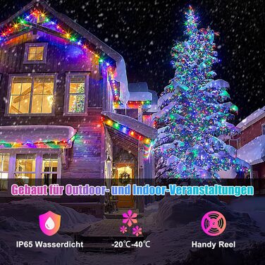 Льо́мка́ гірля́нда зовнішня́, кольоро́ва, RGB, Smart IC, керування через пульт та додаток, 99+ режимів, синхронізація з музикою, таймер, USB, вологостійка для саду, дерева, батуту, Хеллоуїну, вечірки