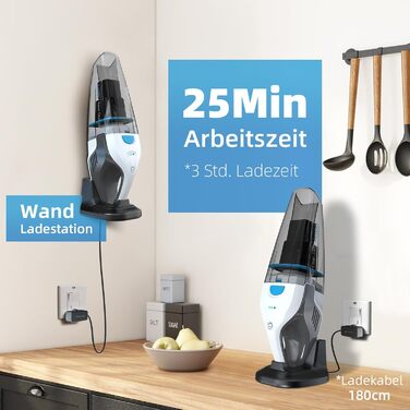 Бездротовий ручний пилосос Anktel PowerClean2300: 14,8V, 9700Pa, мокрий/сухий, HEPA-фільтр, без мішка, для дому та авто