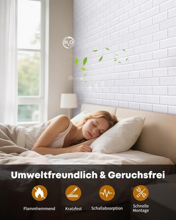 Акустичні панелі Jamelo самоклеючі 3D цегла, 30x30x0,9 см, 12 шт. — звукопоглинаючі панелі для стін у студію, спальню та офіс (Білий)