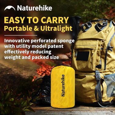 Каремат надувний Naturehike Yugu, 3.5 см, компактний, для кемпінгу, трекінгу та спорту (жовтий, форма 
