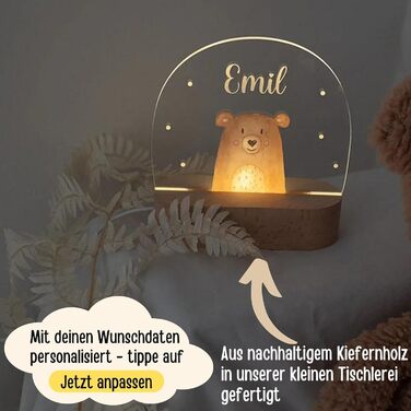Wonderwish - Personalized Night Light for Babies - Individual Nightstand Lamp for Children - Personalized Gifts for Kids - Baby Gift - New Baby Gift (Bear)