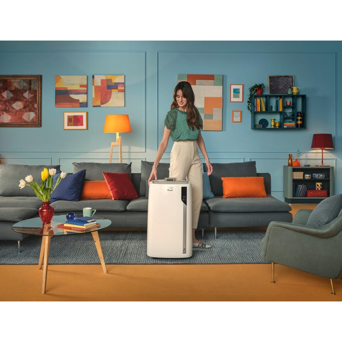 De'Longhi Pinguino PAC EM82: мобільний кондиціонер для приміщень до 80 м³, 9.400 BTU, 2,4 кВт, 24-годинний таймер, білий