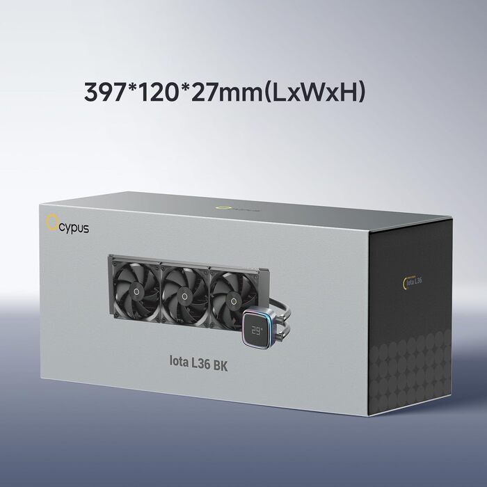 Iota L36 BK AIO: Рідинне охолодження ПК з цифровим дисплеєм, 360мм, для AMD AM4/AM5 та Intel LGA 115X/1200/1700/1851