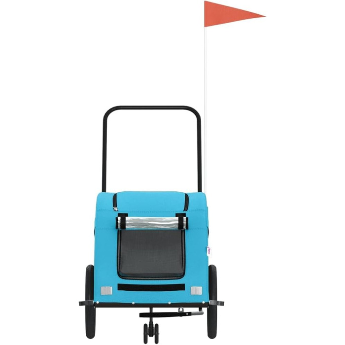 Фургон для собак VidaXL - блакитний, до 30 кг, з прапором та відбивачами, Oxford-Gewebe, 63.5 x 124.5 x 66 см