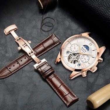 Чоловічий годинник з механічним годинником, водостійкий хронограф, бізнес, військовий, спортивний годинник з шкіряним ремінцем, елегантний подарунок для чоловіків