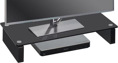 MAJA Меблі ТВ-тумба зі скляною чорною полицею, 60x28x12 см, для телевізора, сучасний дизайн