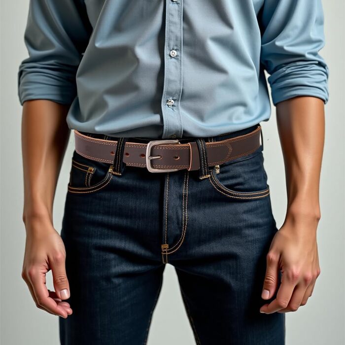 Чоловічий шкіряний ремінь BELTER 38 мм з подарунковою коробкою, коричневий. Підходить для розміру талії 32W-35W (довжина 105 см)