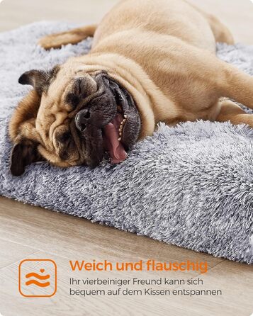 Feandrea Dog Bed, Orthopedic Dog Cushion, Padded with Visco-Elastic Foam, Removable and Washable Cover, Size M, for Small and Medium Dogs, 80 x 50 x 8 cm, PGW211G02 (L 80 x W 50 x H 8 cm, Ombré Gray)