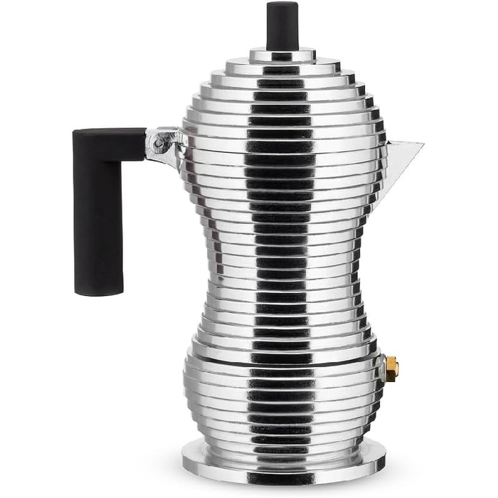 Еспресо-машина Alessi Pulcina, 6 чашок, алюміній, чорний, 8.3 x 10.5 x 35 см