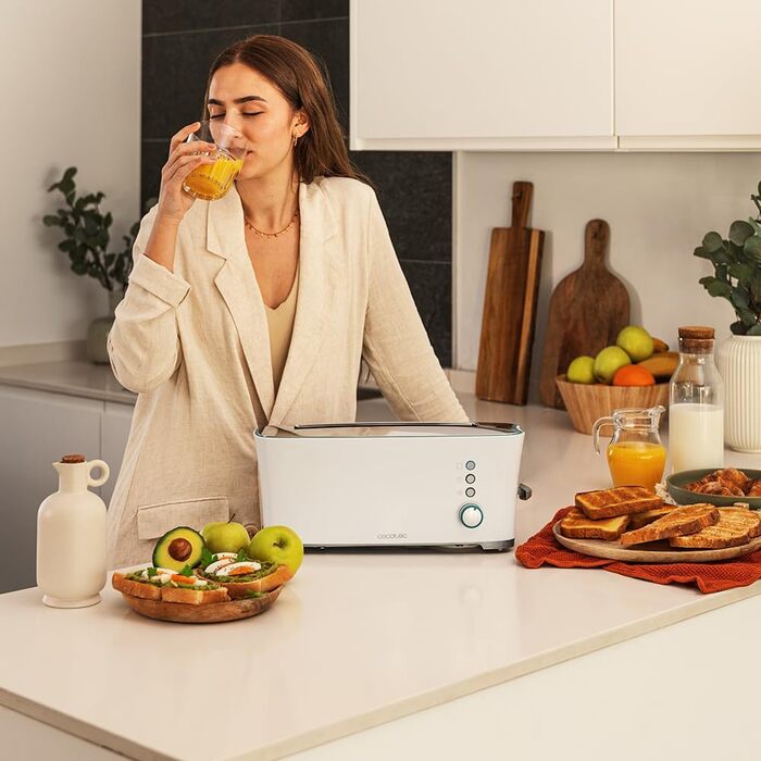 Тостер Cecotec Toast&Taste Extra W, 1000 Вт, 7 рівнів підсмажування, автоматичний викид, білий