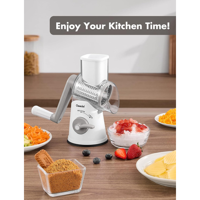 Трояк для овочів та сиру з 3 наборами ножів, білий. Ідеально для нарізки овочів, сиру, горіхів. 5 ножів