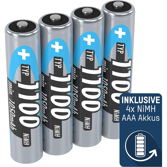 Зарядний пристрій ANSMANN Powerline 4 Smart з 4x NiMH акумуляторами 2850mAh для AA/AAA - автоматичний зарядний пристрій з режимом відновлення, для перезаряджуваних батарей (включно з 4x 1100mAh AAA)