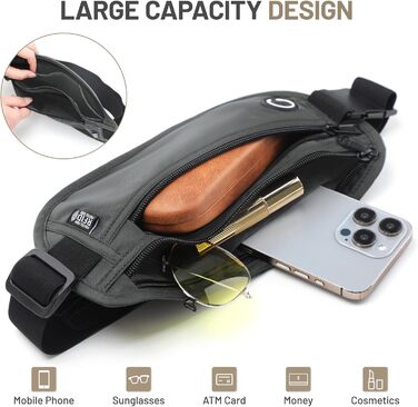 Водонепроникна поясна сумка з RFID захистом та антикрадійним замком для подорожей, спорту (сіра)