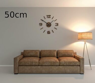 FLEXISTYLE 3D Wall Clocks DIY Oak Large 50-75CM (19MM Thick!) for Office Living Room Bedroom Decor, z54g eco75 d-1-x (Brown, Oak)