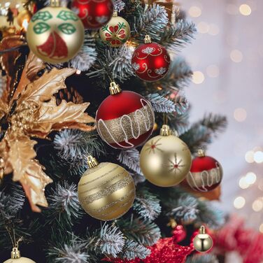 Набір прикрас для ялинки Kssvzz 40 шт. Червоні та золоті кульки з пластику, з гачками, блискучі та матові, для ялинки