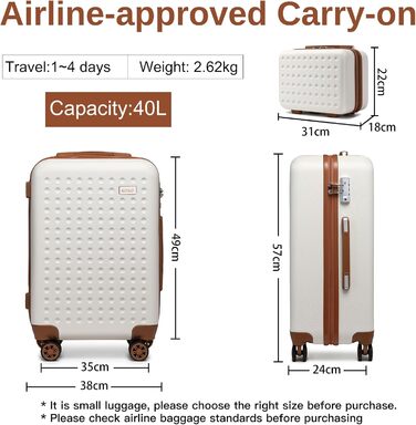Набір валіз KONO з ABS пластику, 2 шт. (67x44x27 см), з TSA замком, блакитні