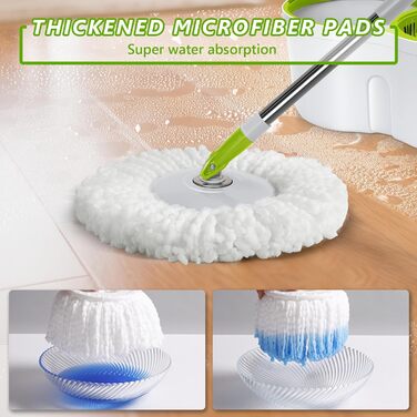 Набір для миття підлоги Masthome з відром та вичавкою: обертання 360°, мікрофібра, 3 насадки, для дому та саду