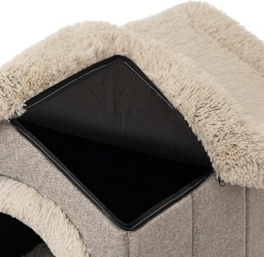 Будиночок для тварин: собачий/кітчий домік, м'яка печеринка, 55x60x60 см, капучино