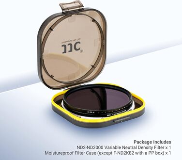 Фільтр ND (ND2-ND2000) JJC: регульований нейтральний фільтр щільності, 18-шарова покриття, оптичне скло HD, для об'єктивів DSLR, фотографія пейзажів (43 мм)