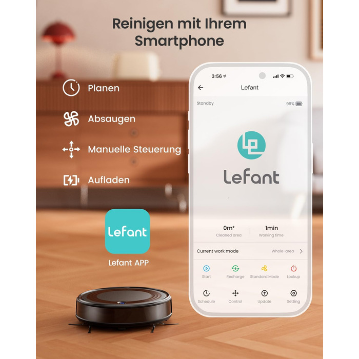 Робот-пилосос LEFANT M310: потужний, з Wi-Fi, для тварин та твердих поверхонь