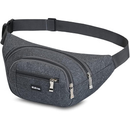 Водонепроникна поясна сумка на пояс для жінок та чоловіків, 3 кишені на блискавці, для піших прогулянок, відпочинку на природі, спорту, подорожей, гаманець (Сірий)