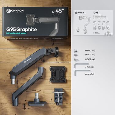 Кронштейн для монітора ONKRON G75-B (13-34 дюймів, до 12 кг, VESA 100x100), Графіт