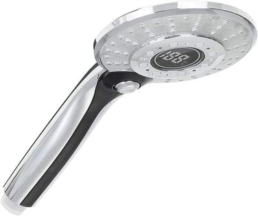 LED Shower Head, Rain Shower with 3 Color Changing Lights, Temperature Control, Handheld Shower with Digital Temperature Display, Large, Water-Saving, Pressure-Boosting Shower Head, Chrome