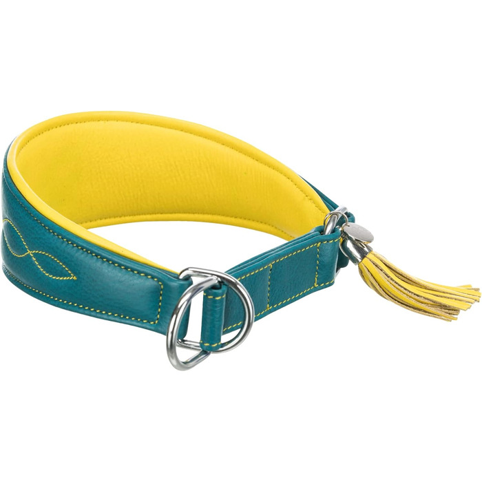 Нашийник для собак TRIXIE Active Komfort Windhunde, S-M, обхват 33-42 см, petrol/yellow, широке підкладкове під горло