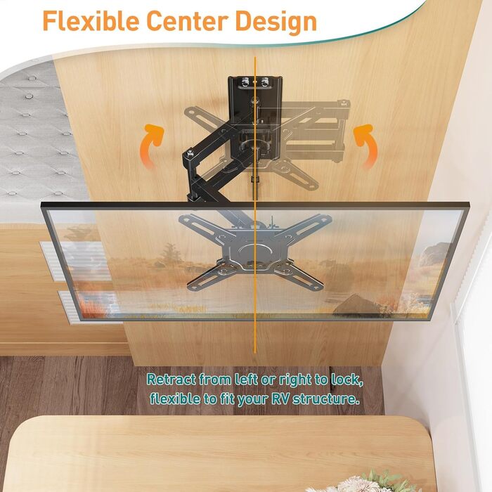 Тримач для телевізора в кемпер ELIVED поворотний, для екранів 33-109 см (13-43 дюйми), з фіксацією, настінний