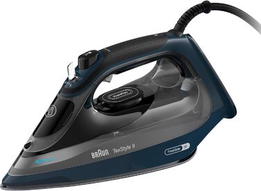 Braun TexStyle 9 SI9682 DB Steam Iron with FreeGlide 3D Technology, Vertical Steam, Anti-Drip Function, Self-Cleaning Function, 330 ml Water Tank, 260 g/min Steam Output, 3200W, Dark Blue