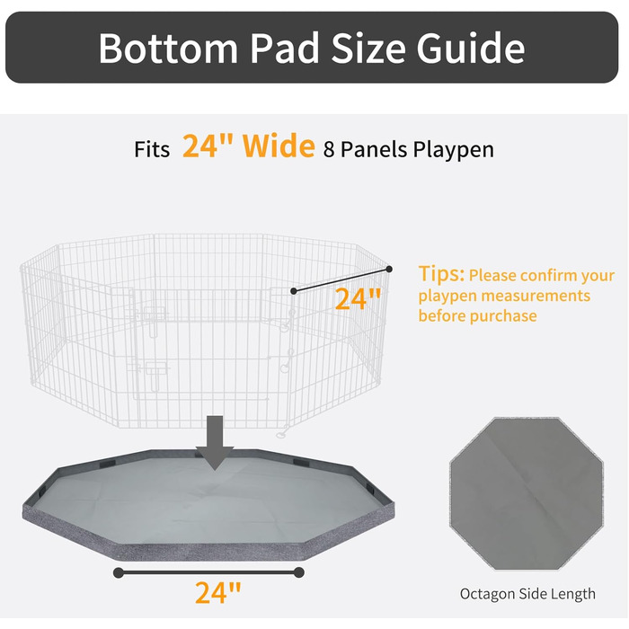 Килимок-підстилка для вольєру для собак PETIME, водовідштовхувальний, захист підлоги для дому та вулиці, сумісний з вольєрами шириною 61 см з 8 панелей