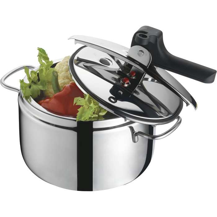 Barazzoni Pressure Cooker, Model, ø22cm, 5lt Capacity, Quick Cooker Model Basic, Ø 22 cm, 5 l Capacity, Induction, Made in Italy, Stainless Steel, Silver Single