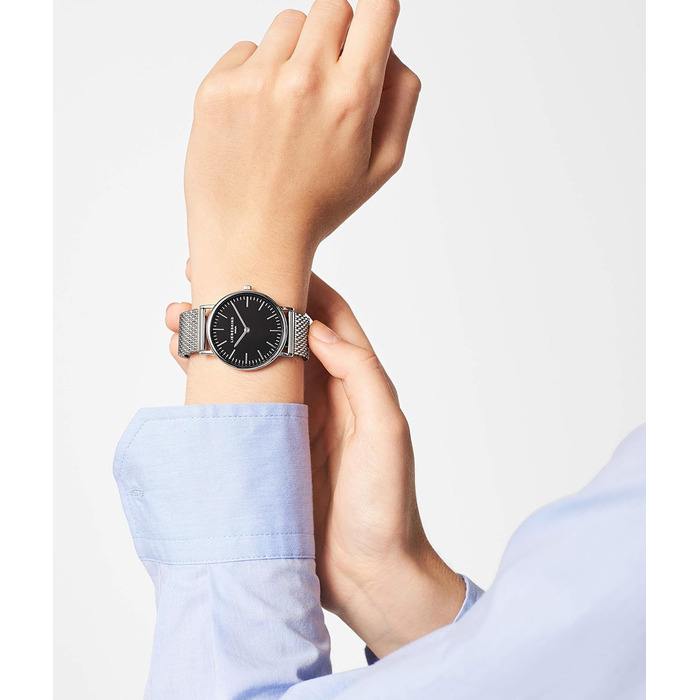 Годинник жіночий LIEBESKIND BERLIN – круглий кварцовий, 34 мм, сітчасте браслет, водостійкий 5 ATM, сучасний та елегантний, доступний у різних кольорах (срібло / чорний)