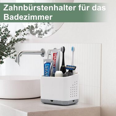 Тримач для зубних щіток з пластику, антиковзкий, для електричної зубної щітки, сірий, з 4 слотами, з піддоном для зливу води