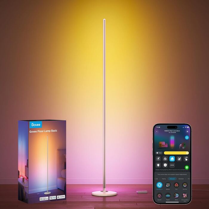 Govee LED-лампа настільна RGBIC, Wi-Fi, диммування, сумісна з Alexa та Google Assistant, 16 млн кольорів, 58 режимів, музичний режим, DIY для ігор та спальні (Золотий, 1 шт.)