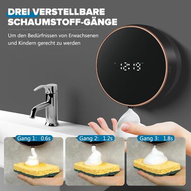 Automatic Soap Dispenser Wall Mount Foam Soap Dispenser Electric Soap Dispenser No Touch Wall Mounting Sensor Foam Soap Dispenser Plastic Kitchen Bathroom Foam Dispenser Black