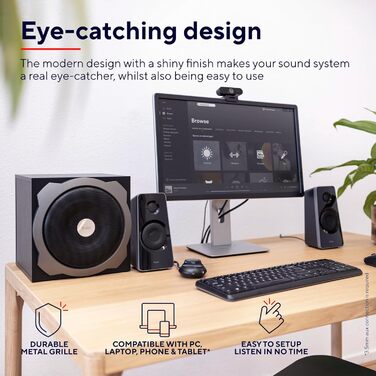 Акустична система Trust Tytan 2.1 - 120 Вт, чорний колір, з сабвуфером, для ПК