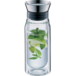 alfi FLOWMOTION 0.75l, double-walled borosilicate glass carafe, automatic pouring, integrated strainer, detachable lid, dishwasher-safe, Thermo glass carafe, for hot and cold beverages
