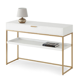 Консольний столик Mebel-Partner, білий/матовий золотий, 110 x 76,5 x 35 см