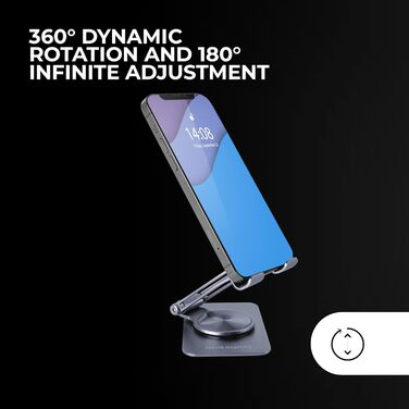 Підставка для ноутбука та планшета Mars Gaming MA-RSN до 17 дюймів, регульована висота, кут нахилу, 360° обертання, сталева конструкція, неслизькі підкладки, складна та портативна, срібна