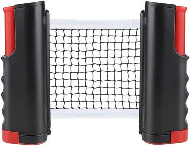 Мережа для настільного тенісу, висувна, 190 см (макс), портативна, замінна, для столу, офісу, їдальні (чорний, червоний)