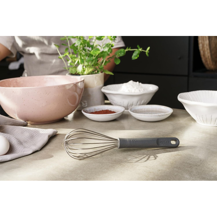 Зільісс E980239 вінчик для збивання, 26 см, нержавіюча сталь/пшеничне волокно, сірий, вінчик-кулька, безпечний для миття в посудомийній машині, кухонний аксесуар, 5 років гарантії