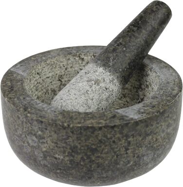Набір для розмелювання JADE TEMPLE 17023: гранітний ступка та товкачок, 13 см, сірий