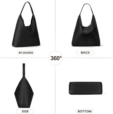 Сумка жіноча GSenhui Hobo Bag чорна шкіряна велика шопер для роботи, навчання, покупок - вінтажний стиль
