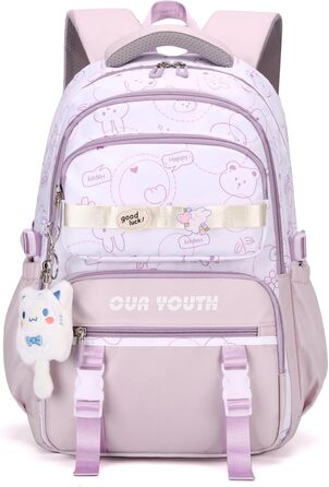 Дитячий рюкзак IvyH для дівчаток: водонепроникний, велика місткість, 2-6 клас, для школи, гімназії, університету, фіолетовий