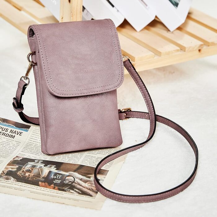 Сумка-клатч BOSTANTEN Klein через плече, сіра (A-11-lila) з PU шкіри для жінок, мобільна сумка з гаманцем