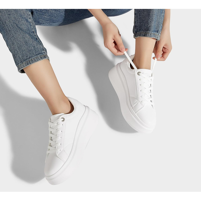 Жіночі кросівки на платформі LUCKY STEP, білі, з екошкіри, зручні повсякденні, розмір 38 EU