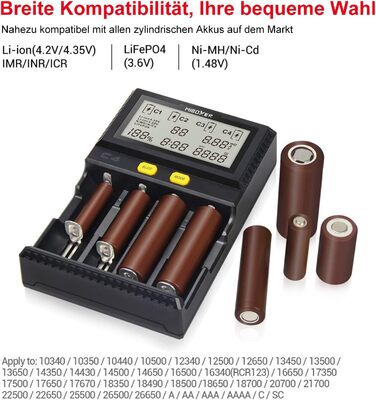 Зарядний пристрій для акумуляторів 18650 з 4 слотами, LCD-дисплеєм, для Li-Ion, LiFePO4, NI-MH, NI-Cd, AA, AAA, C, 18350, 18500, 18700, 20700, 21700, 26650, RCR123