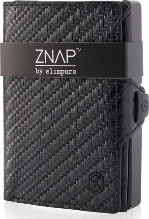ZNAP® Slim Wallet: Тонкий картхолдер для чоловіків з RFID захистом, карбон, 12 карт