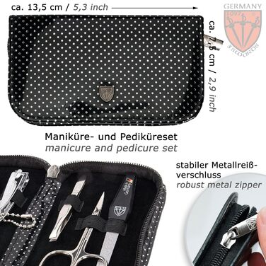 Набір для манікюру DREI SCHWERTER 'Torino' (6 предметів) | Німецький якісний манікюрний набір у шкіряному етою | Шкіра, срібло, чорний лак
